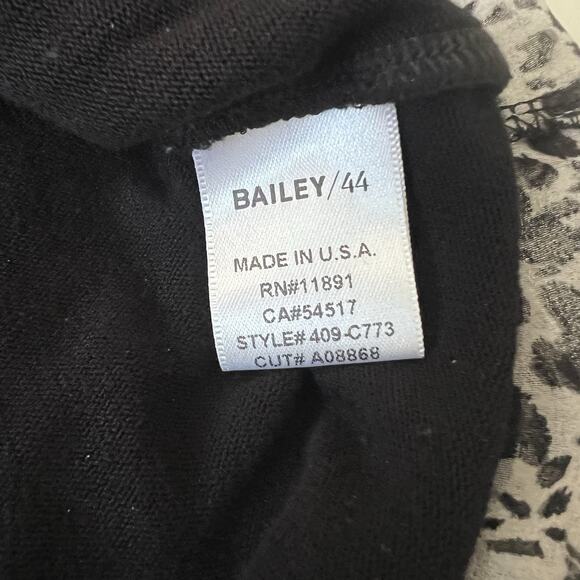 Bailey 44 Mixed Media Twofer Top Black Womens XS Leopard - Picture 4 of 10